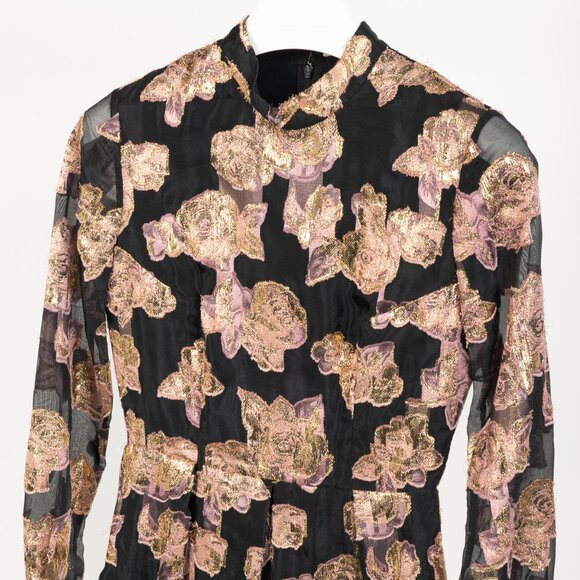 Erdem Effie Black Metallic Floral-Jacquard Organza Dress - Picture 3 of 11